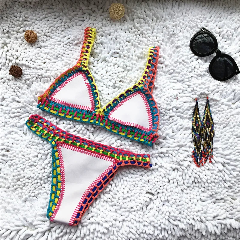 Novessa kadın el yapımı tığ işi bikini takımı pembe ikinci model