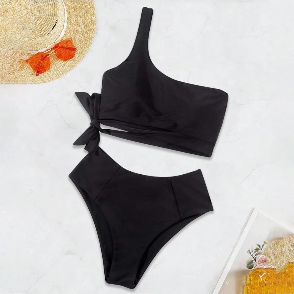 Novessa kadın tek omuzlu yüksek bel bikini takımı ürün detay görünümü