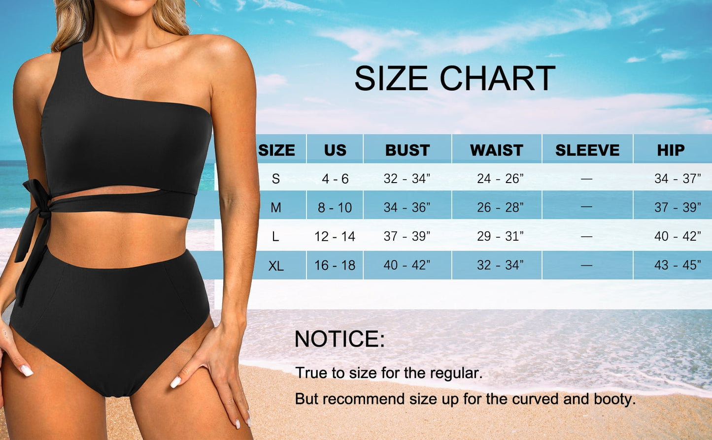 Novessa kadın tek omuzlu yüksek bel bikini takımı beden tablosu