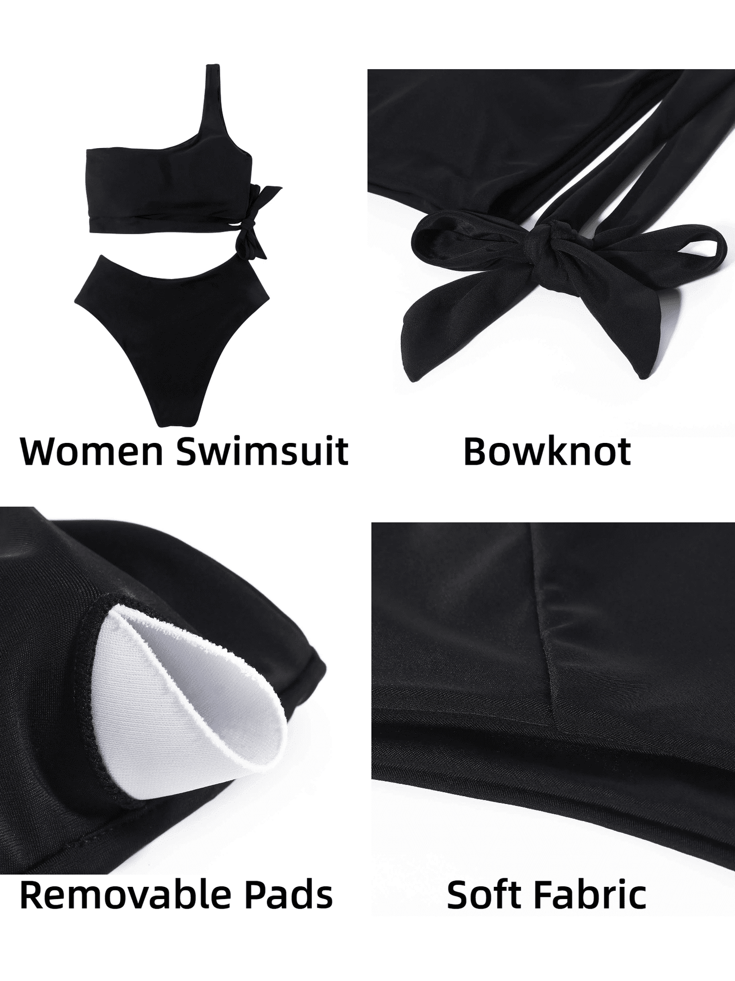 Novessa kadın tek omuzlu yüksek bel bikini takımı tam görünüm